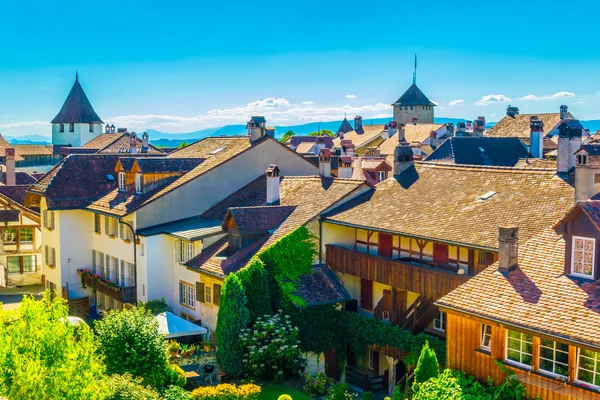 Widok Historyczne Centrum Murten Switzerlan — Zdjęcie stockowe