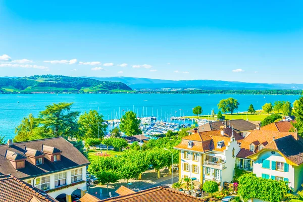 Aerial View Murten Lake Switzerlan — Stock Photo, Image