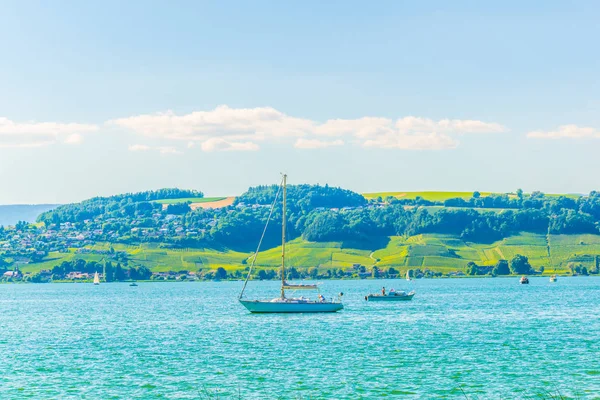 Switzerlan Gölde Murten Havadan Görünümü — Stok fotoğraf