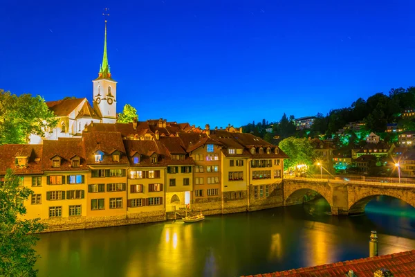 Noční Pohled Bern Dominují Protestantské Církve Švýcarska — Stock fotografie