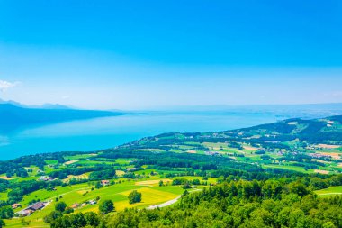 Geneva Gölü'nden Mont Pelerin, Switzerlan havadan görünümü