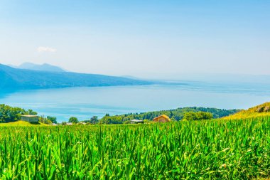 Geneva Gölü'nden Mont Pelerin, Switzerlan havadan görünümü