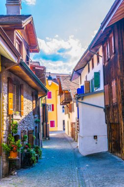 Aigle, Switzerlan dar bir sokakta görünümünü