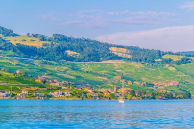 Bourg tr Lavaux köyü Switzerlan Geneva Gölü