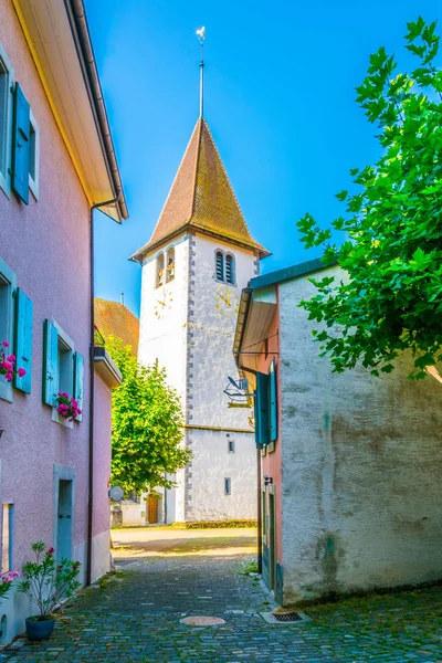 Перегляд Протестантська Церква Місті Lutry Switzerlan — стокове фото