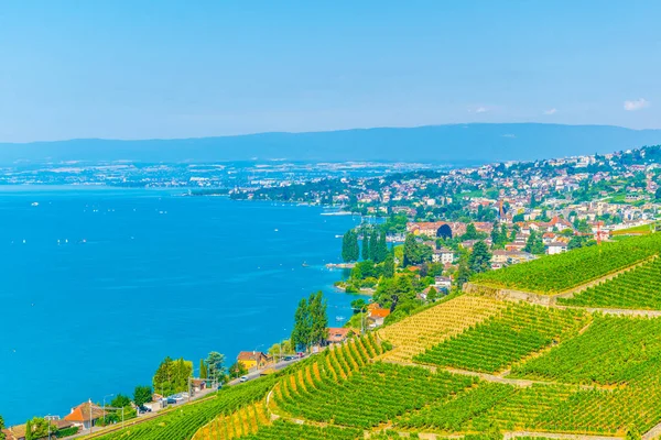 Letecký Pohled Lutry Ženevské Jezero Švýcarska — Stock fotografie