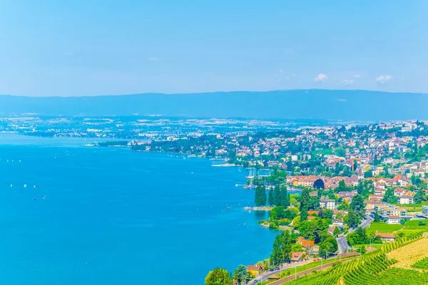 Vue Aérienne Lutry Lac Léman Suisse — Photo