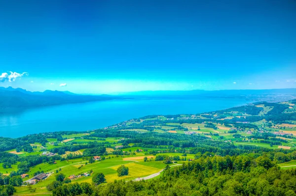 Veduta Aerea Del Lago Ginevra Dal Monte Pelerin Svizzera — Foto Stock