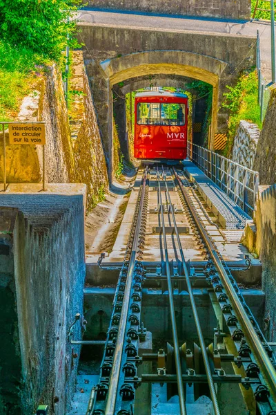 Фунікулер Місті Vevey Зростанням Mont Pelerin Switzerlan — стокове фото