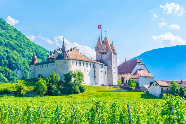 Schloss Aigle Mit Blick Auf Die Umliegenden Weinberge Und Die — Stockfoto