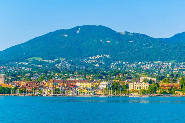 Lakeside Schweiziska Staden Veve — Stockfoto