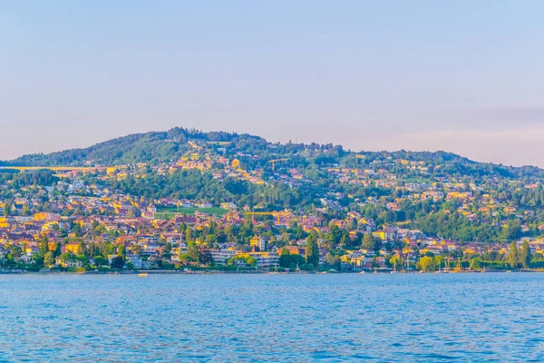 Schweiziska Staden Lausanne Sedd Från Genève Lak — Stockfoto