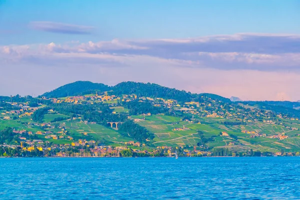 Lutry Położone Nad Jeziorem Genewskiego Switzerlan — Zdjęcie stockowe