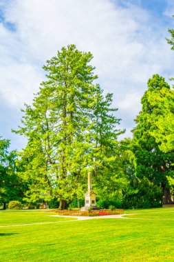 Morges Switzerlan lakeside parkta görünümünü