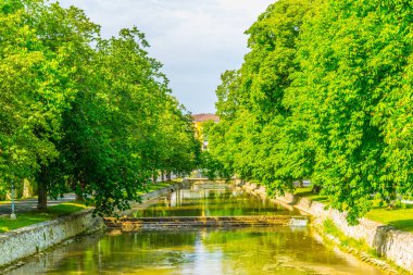Morges Switzerlan lakeside parkta görünümünü