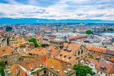 Cenevre den Katedrali Saint Pierre, Switzerlan havadan görünümü