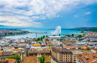 Aerial view of Geneva from Cathedral Saint Pierre, Switzerlan clipart