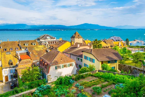 Vista Aerea Del Lago Ginevra Dalla Terrazza Accanto Palazzo Nyon — Foto Stock