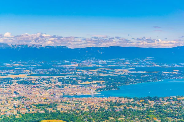 Vista Aérea Ginebra Lago Ginebra Desde Mont Saleve Suiza — Foto de Stock