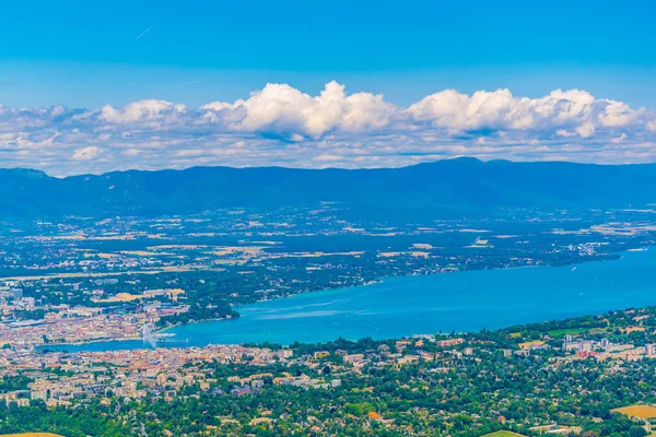Luchtfoto Van Genève Genève Lake Van Mont Saleve Switzerlan — Stockfoto