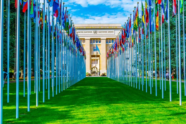 Edifício Palácio Das Nações Sede Das Nações Unidas Genebra Suíça — Fotografia de Stock