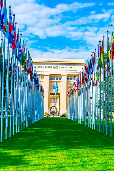 Edifício Palácio Das Nações Sede Das Nações Unidas Genebra Suíça — Fotografia de Stock