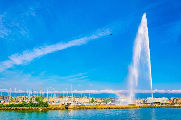 Jet Eau Fonte Cidade Suíça Genev — Fotografia de Stock