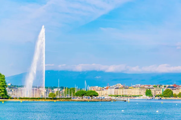 Fontana Jet Eau Nella Città Svizzera Genev — Foto Stock