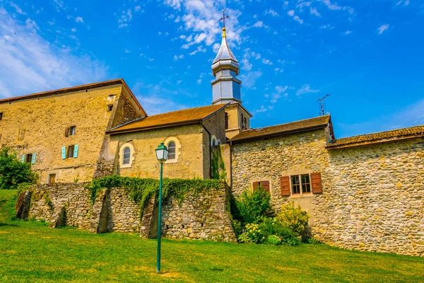 Traditional Houses French Medieval Town Yvoire Situated Next Geneva Lak — Stock Photo, Image