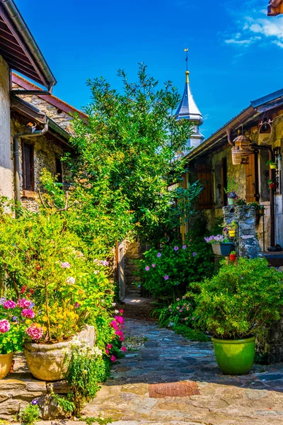 Traditionelle Häuser Der Französischen Mittelalterlichen Stadt Yvoire Neben Dem Genfer — Stockfoto