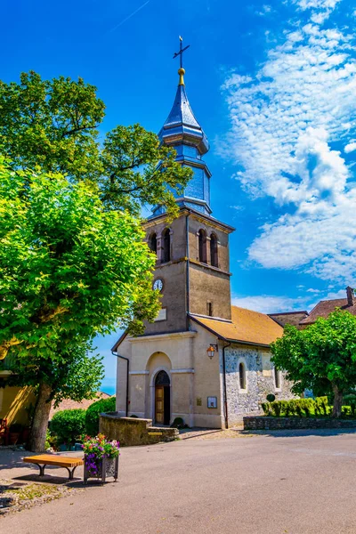 Vista Una Iglesia Ciudad Francesa Yvoir — Foto de Stock