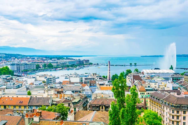 Vista Aérea Genebra Catedral São Pedro Switzerlan — Fotografia de Stock