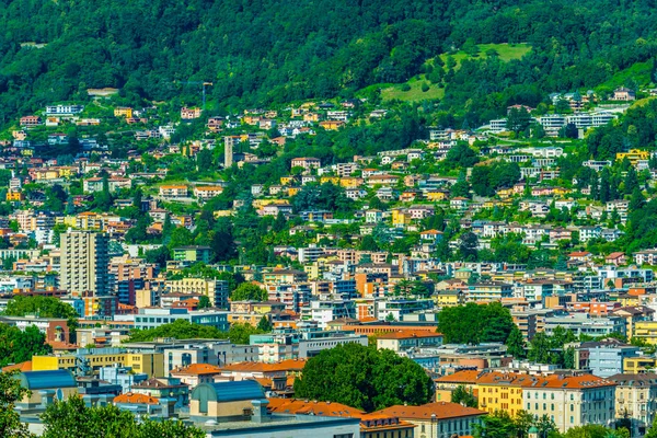 Widok Lotu Ptaka Lugano Switzerlan — Zdjęcie stockowe