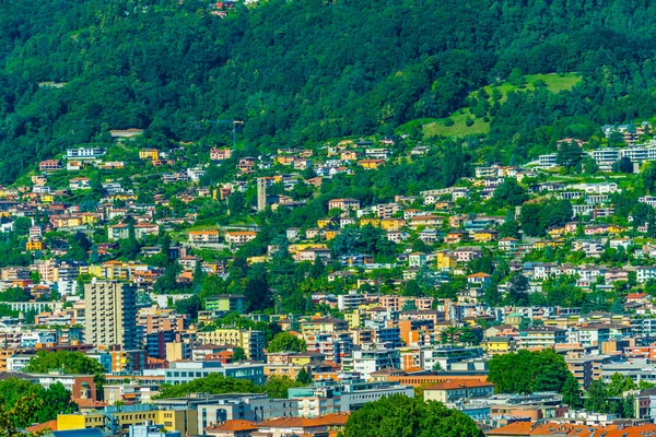 Widok Lotu Ptaka Lugano Switzerlan — Zdjęcie stockowe