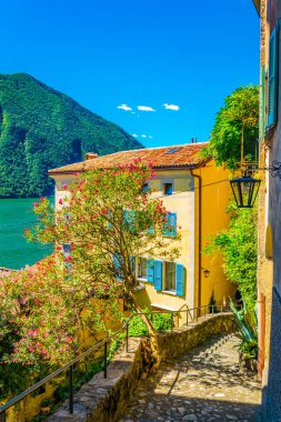 Gandria köyü yakınlarında Lugano, Switzerlan