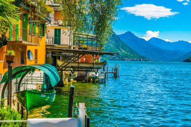 Waterfront Lugano, Switzerlan yakınlarında Gandria Köyü