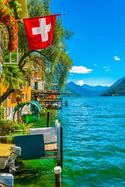 Waterfront Lugano, Switzerlan yakınlarında Gandria Köyü