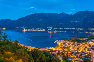 Locarno, Switzerlan gece havadan görünümü