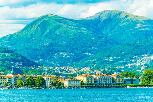 Cidade Velha Lugano Frente Para Lago Lugano Switzerlan — Fotografia de Stock