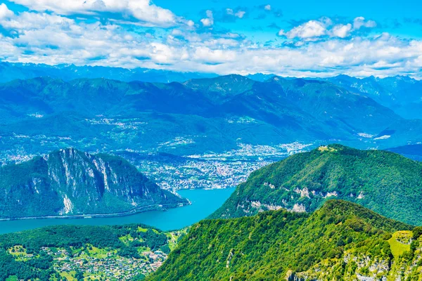 Luftaufnahme Des Luganer Sees Vom Monte Generoso Schweiz — Stockfoto