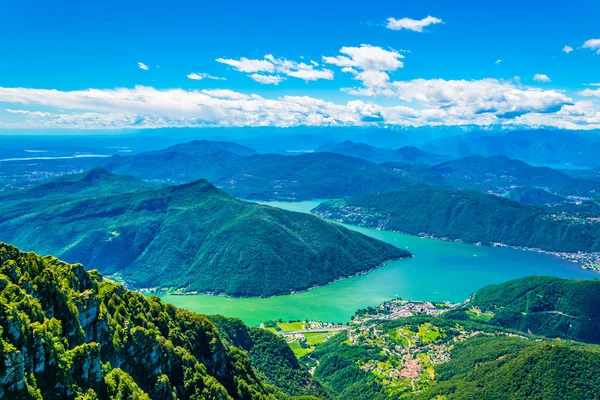 Marrogia Dorf Und Brücke Über Den Luganersee Der Schweiz — Stockfoto