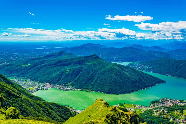 Vue Aérienne Lac Lugano Depuis Monte Generoso Suisse — Photo