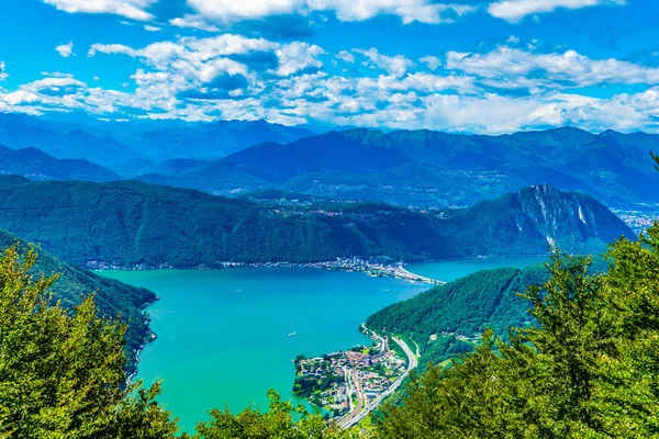 Marrogia Dorf Und Brücke Über Den Luganersee Der Schweiz — Stockfoto