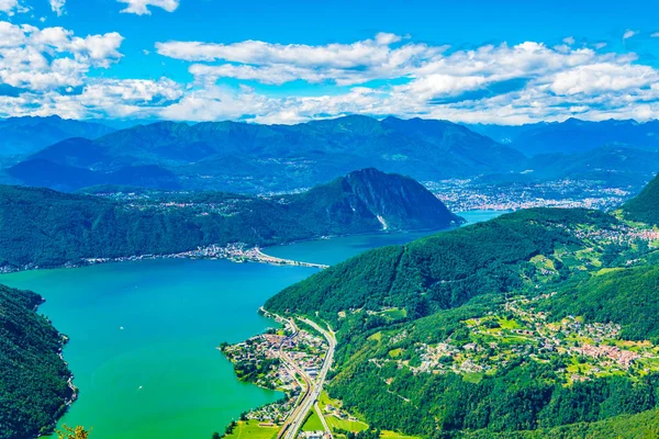 Marrogia Village Bridge Lugano Lake Switzerlan — Stock Photo, Image