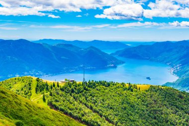 Locarno ve Lago Maggiore için yapılan Switzerlan havadan görünümü