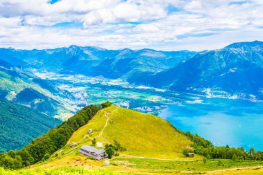 Locarno ve Lago Maggiore için yapılan Switzerlan havadan görünümü