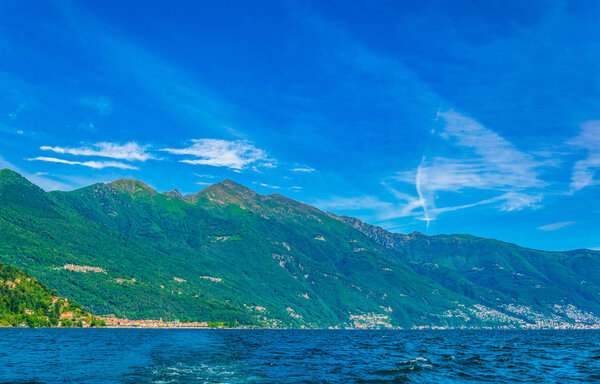 Lago Maggiore lake in Switzerland and Ital