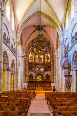 Basel, İsviçre, 14 Temmuz 2017: İç Switzerlan Basler munster kilisede