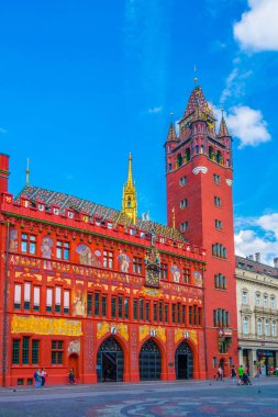 Basel, İsviçre, 14 Temmuz 2017: Kırmızı belediye Basel, Switzerlan