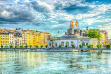 Cenevre, İsviçre, 20 Temmuz 2017: Cite du Temps Galeri swiss şehir Cenevre, Switzerlan